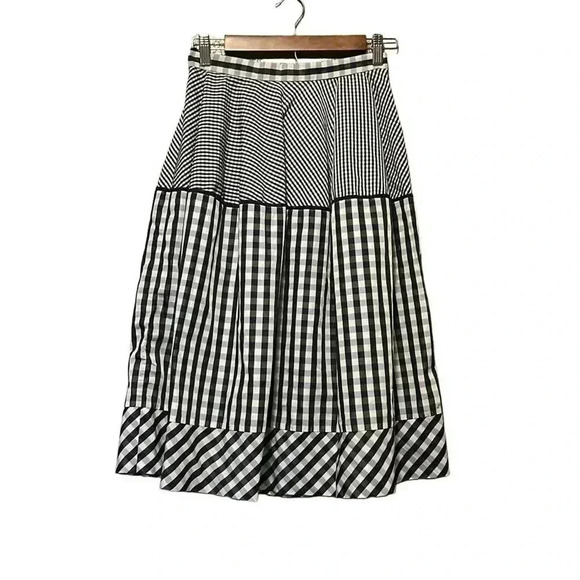 Dice Kayek High-Waisted Gingham Print Midi Skirt - Plaid Navy Multi/Black Multi - Picture 2 of 8